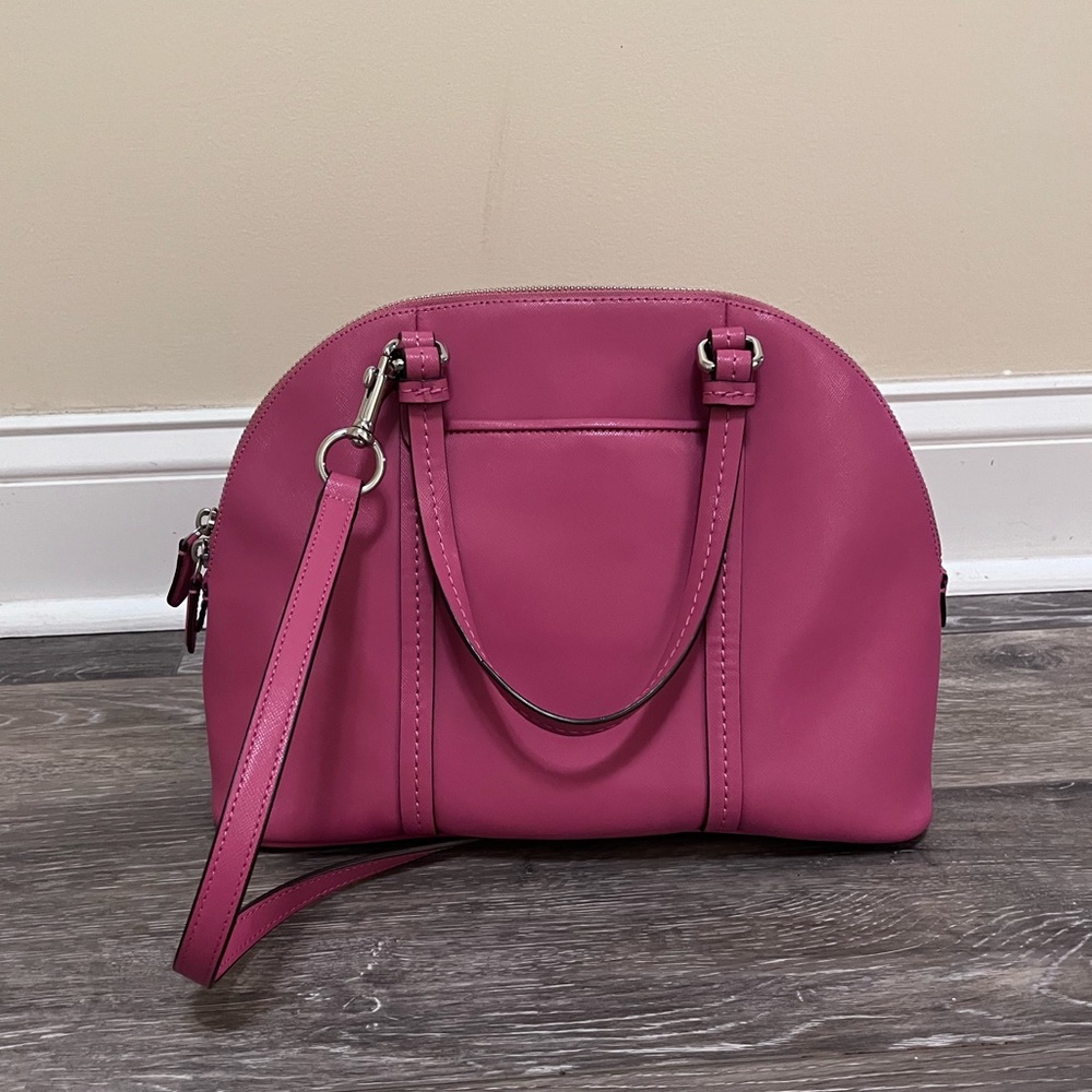New Coach Peyton Leather Cora Domed Satchel Pink Purse Spring Summer Barbie - Picture 7 of 16
